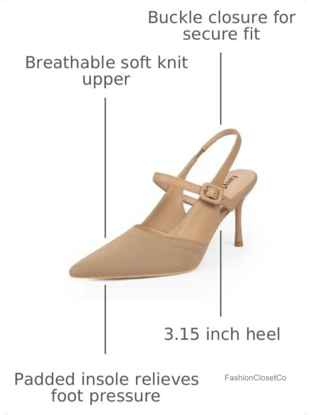 Women's Slingback Stiletto Heels Knit Nude Pumps Formal